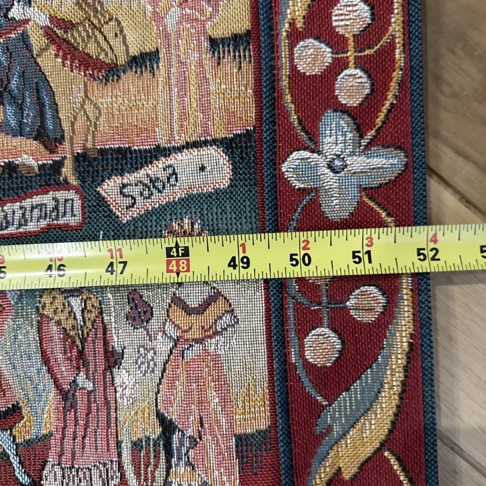 Vintage Biblical Tapestry Wall Hanging Bible Story Scenes 52x33 Rod Included